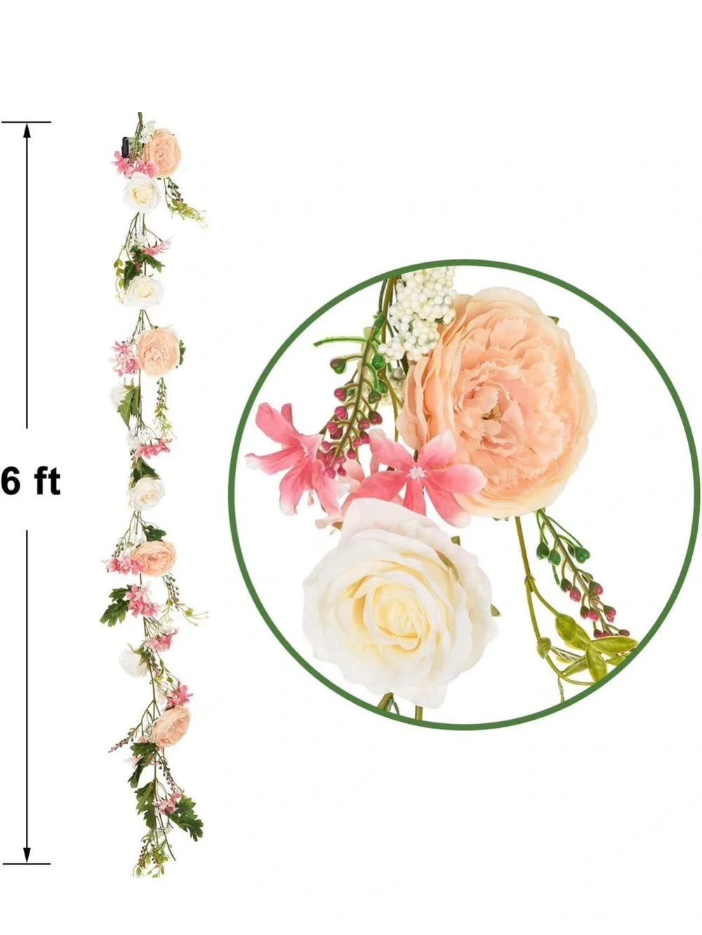NIB Champagne Variety Peach and Pink Floral Garland - Wedding,Shower Arch 2 Pack